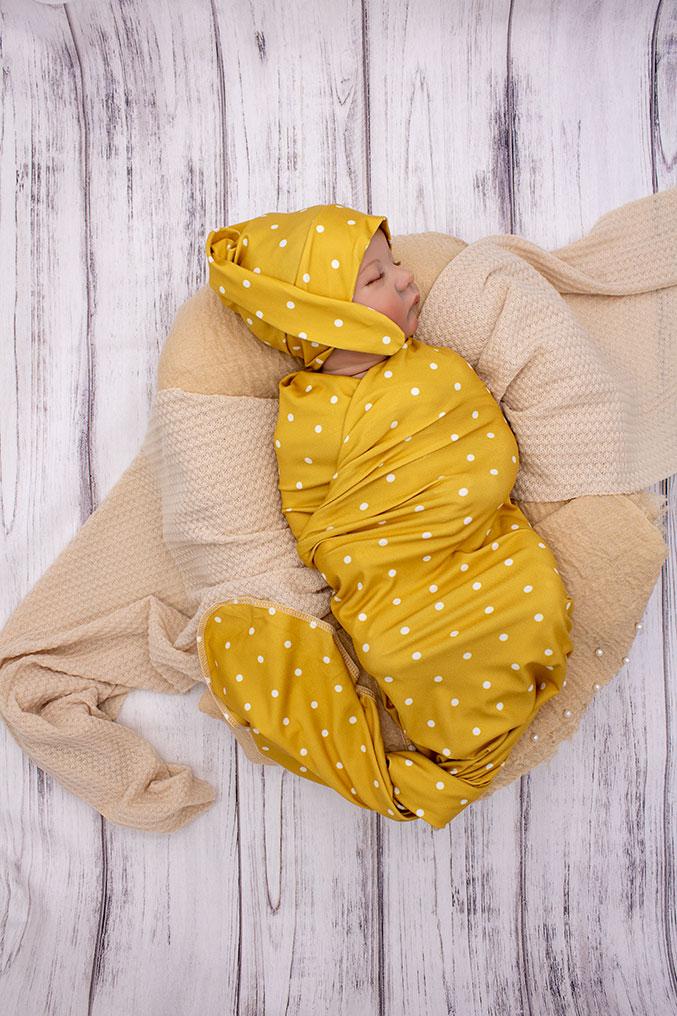 Little Yellow Polka Dot - Hat & Swaddle | Darling Swaddle Shop